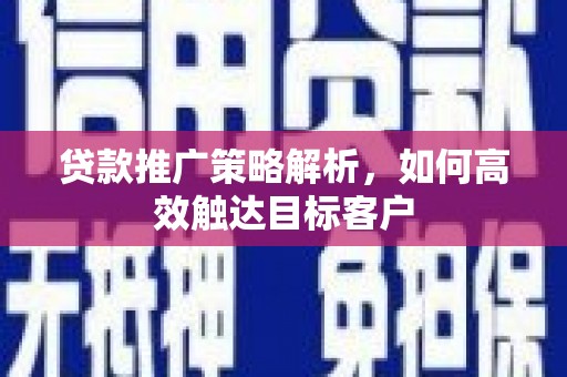 林芝贷款推广策略解析，如何高效触达目标客户